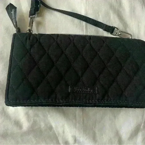 Vera Bradley Black Fold & Zip Protection Wallet with strap - Picture 5 of 6